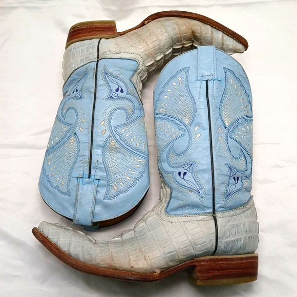 Old Corral Shoes - COPY - Old Corral Caiman and Leather Cowboy Boots Men's Size ~8 Women's Size ~9